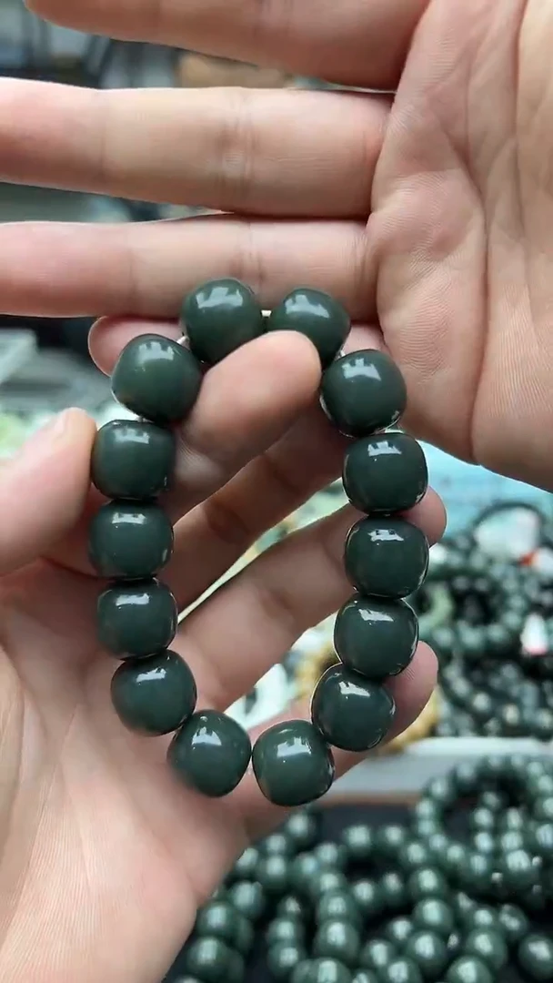 未镶嵌手串和田玉纯天然新疆且末冰底瓷蓝16