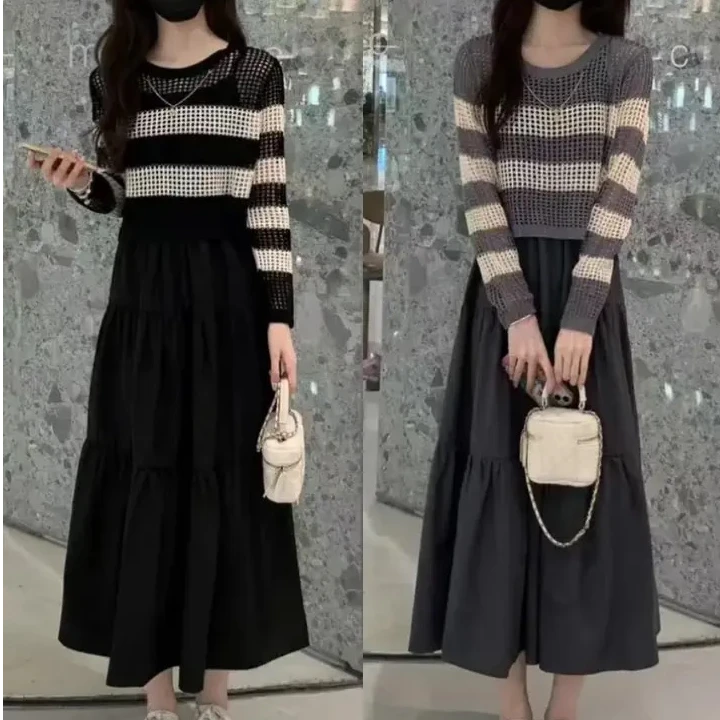 【遂宁恒宣】C42658显瘦气质针织时尚宽松中长款百搭连衣裙