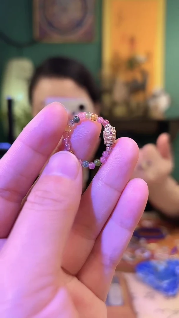 【闪购商品】碧玺戒指银S925镶嵌碧玺大黑天戒指