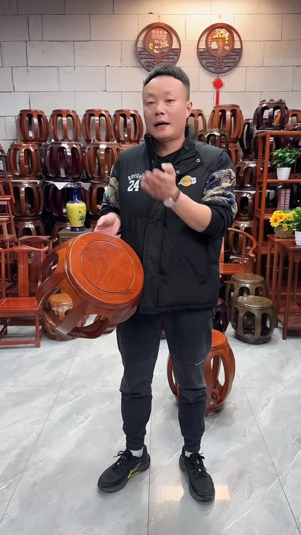 花梨木类家具花梨色小号鼓凳一对2条