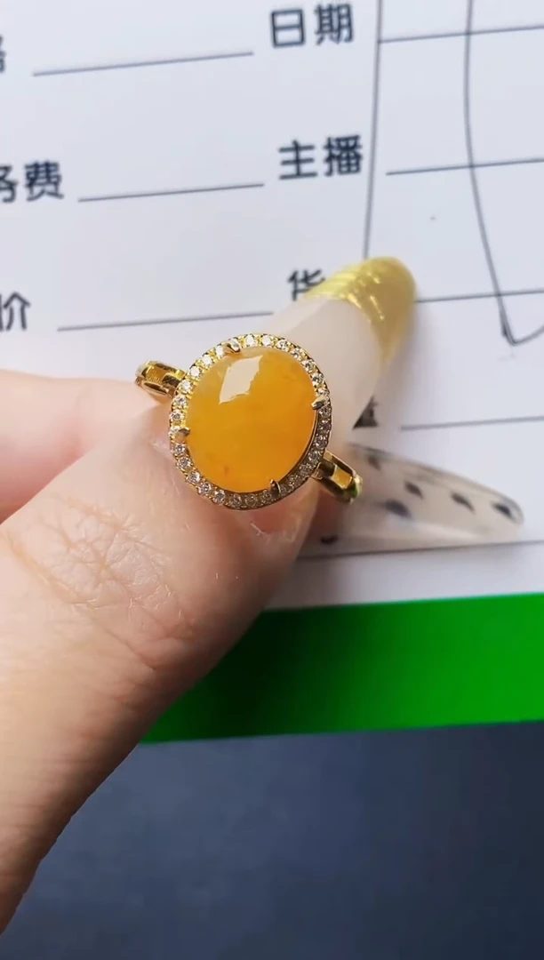 银S925镶嵌戒指翡翠小*子5630