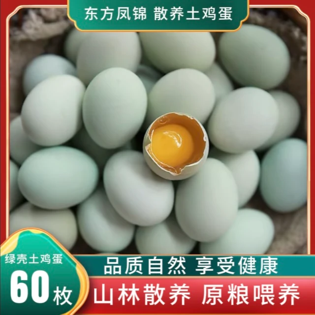 东方凤锦林山散养土鸡蛋新鲜营养绿壳乌鸡蛋60枚