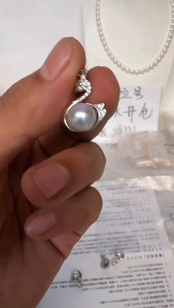 海水珍珠银S925镶嵌颈饰吊坠