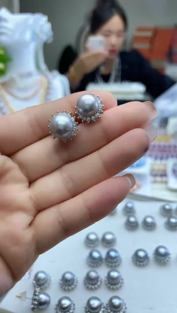 未镶嵌淡水珍珠珍珠太阳花耳钉