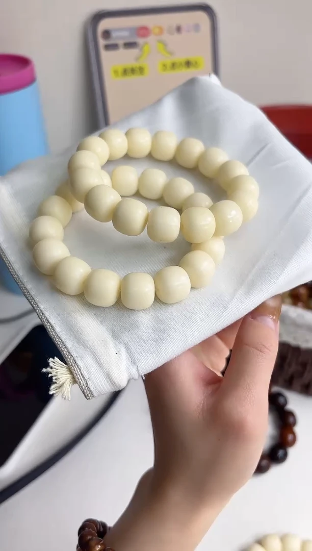 手串菩提根/象牙果沐t50糯米糍干磨桶珠13*15mm手串（现穿）