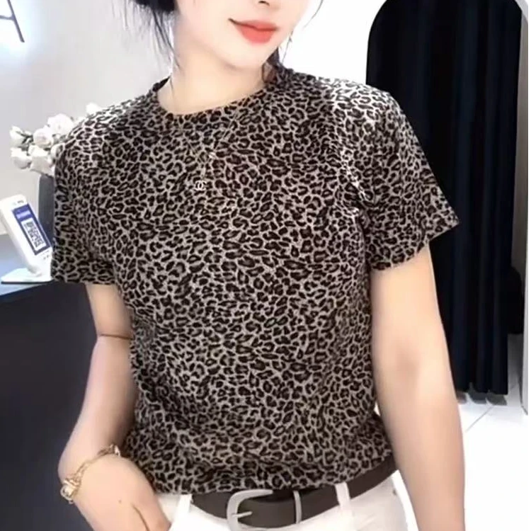 【张金】洋气百搭气质减龄休闲春夏显瘦豹纹T恤