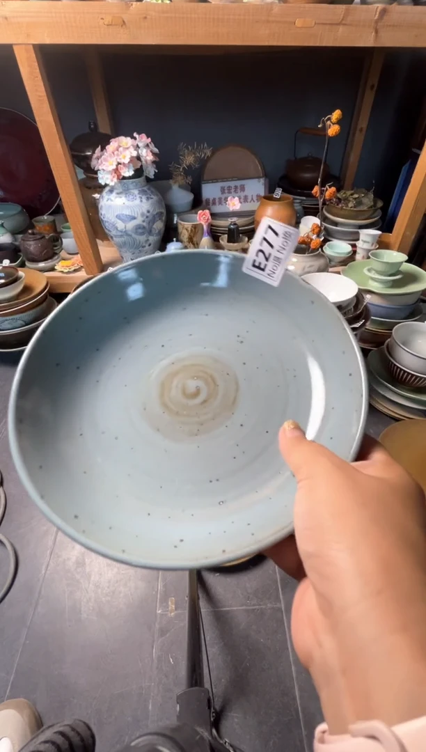 瓷片新e277蓝麻点浅盘