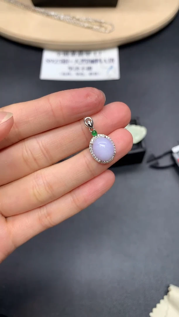 翡翠银S925镶嵌吊坠(不含链)蛋面【无服务费】