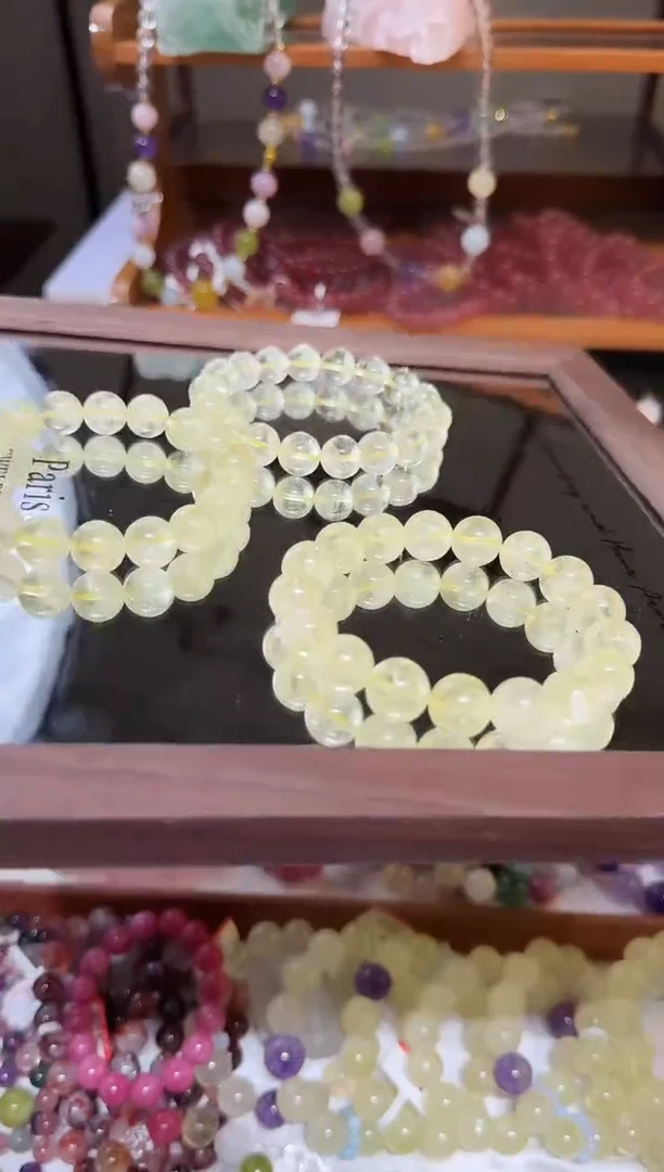 未镶嵌手链水晶柠檬黄12mm