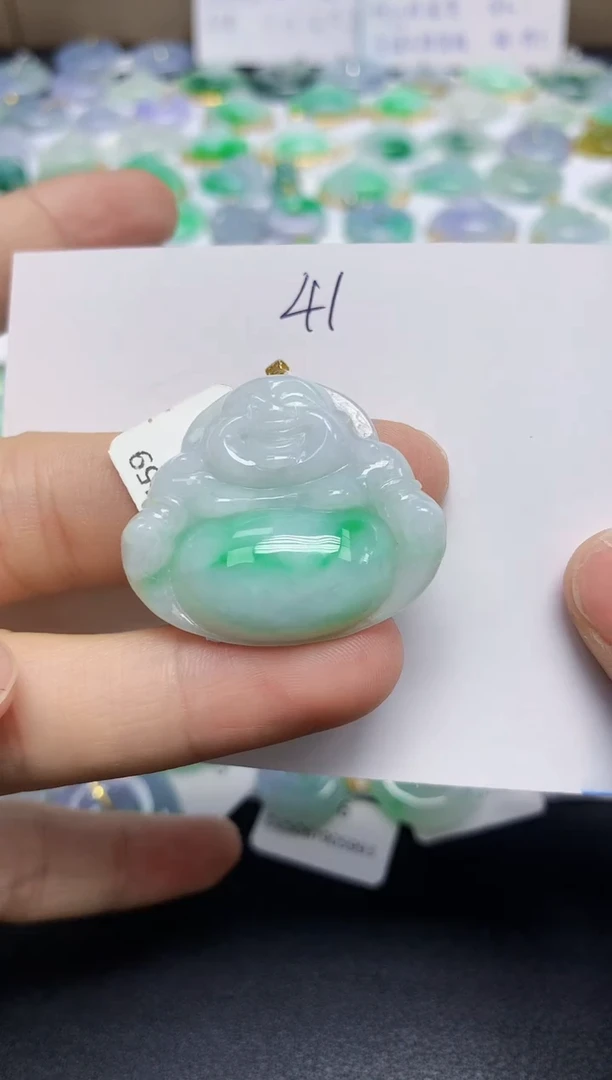 翡翠18K金镶嵌颈饰天然缅甸翡翠A货