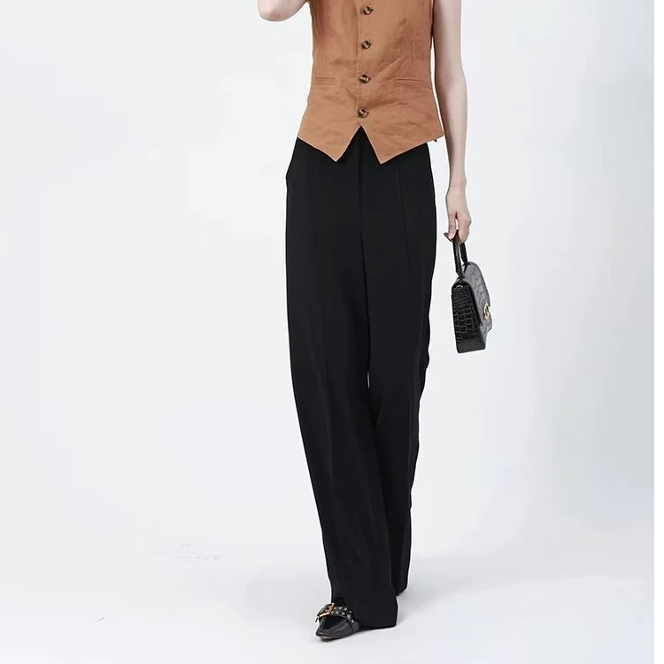 不支持退换/长裤百搭垂感女装女士立体剪裁休闲裤高腰纯色5100350