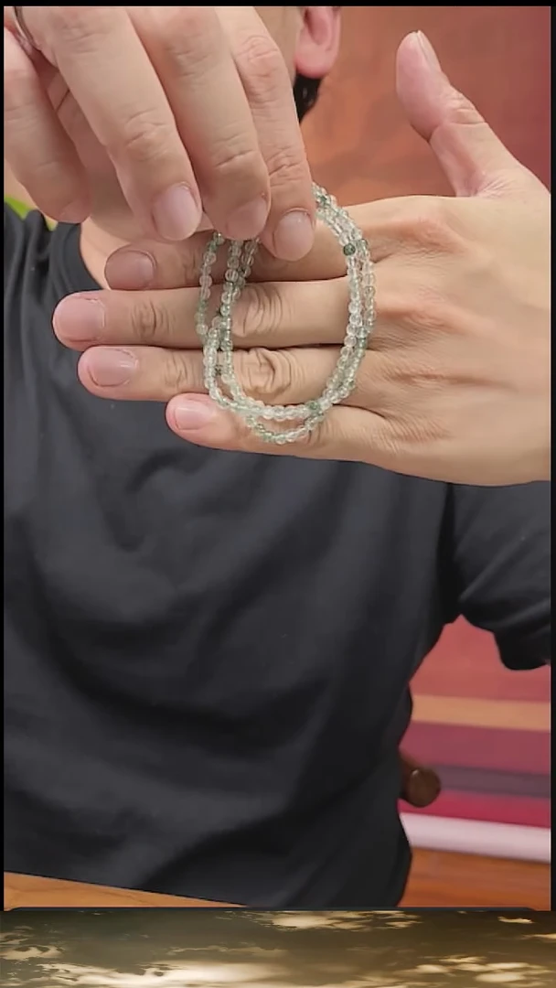 水晶手串未镶嵌天然绿幽灵4MM 多圈