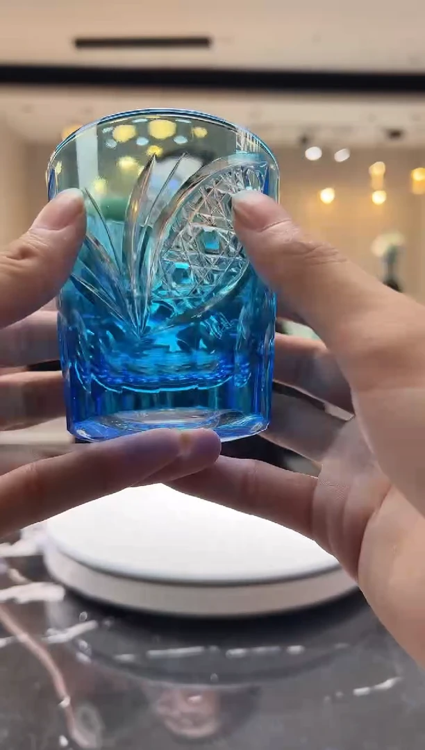 茶宠巴比特美学 蓝色蝴蝶水晶杯