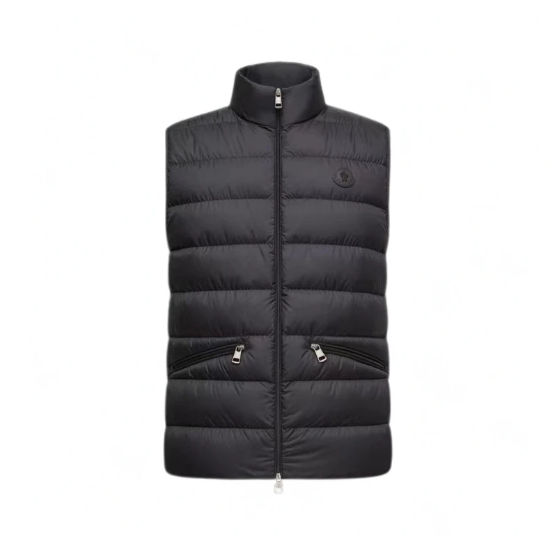 未使用 MONCLER 盟可睐蒙口 休闲纯色拉链修身羽绒服马甲男款黑色