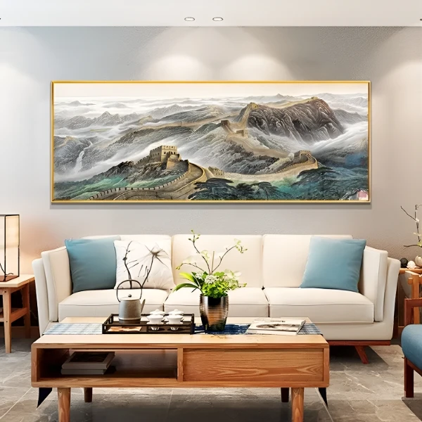 万里长城晶瓷平面装饰画适合客厅办公室茶室背景墙挂画