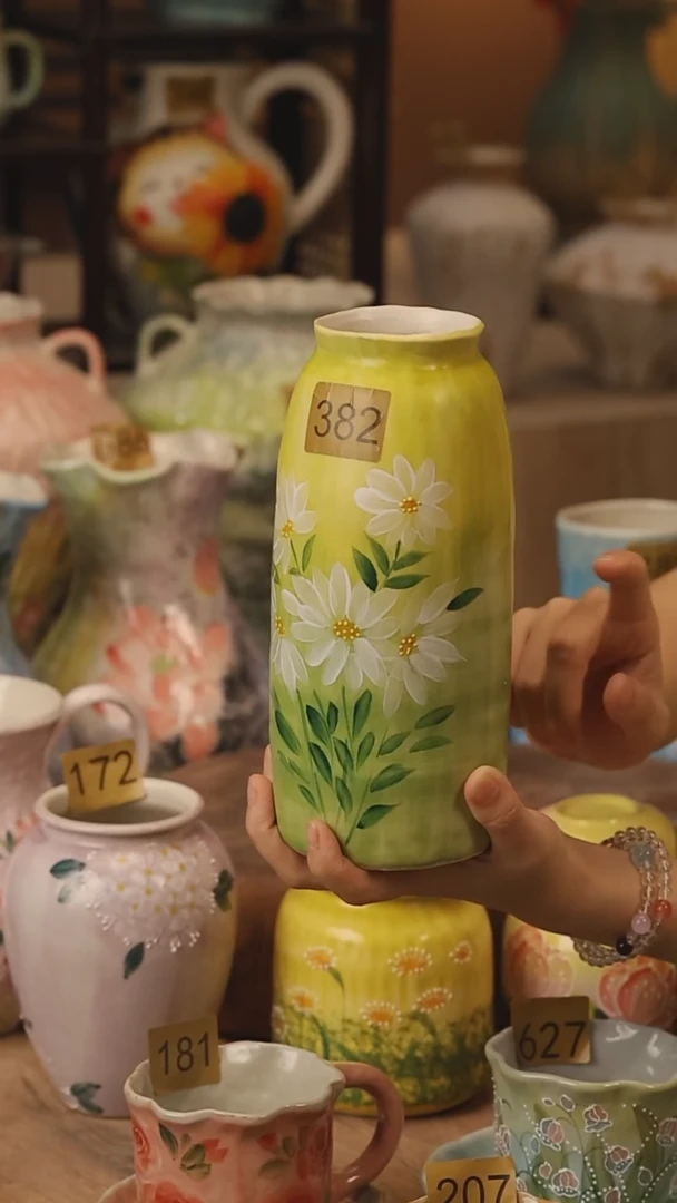 陶瓷382景德镇设计师手作花器摆件侘寂风