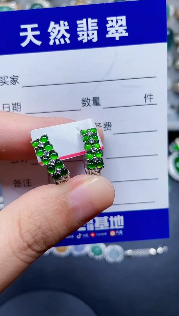 银S925镶嵌翡翠耳饰185