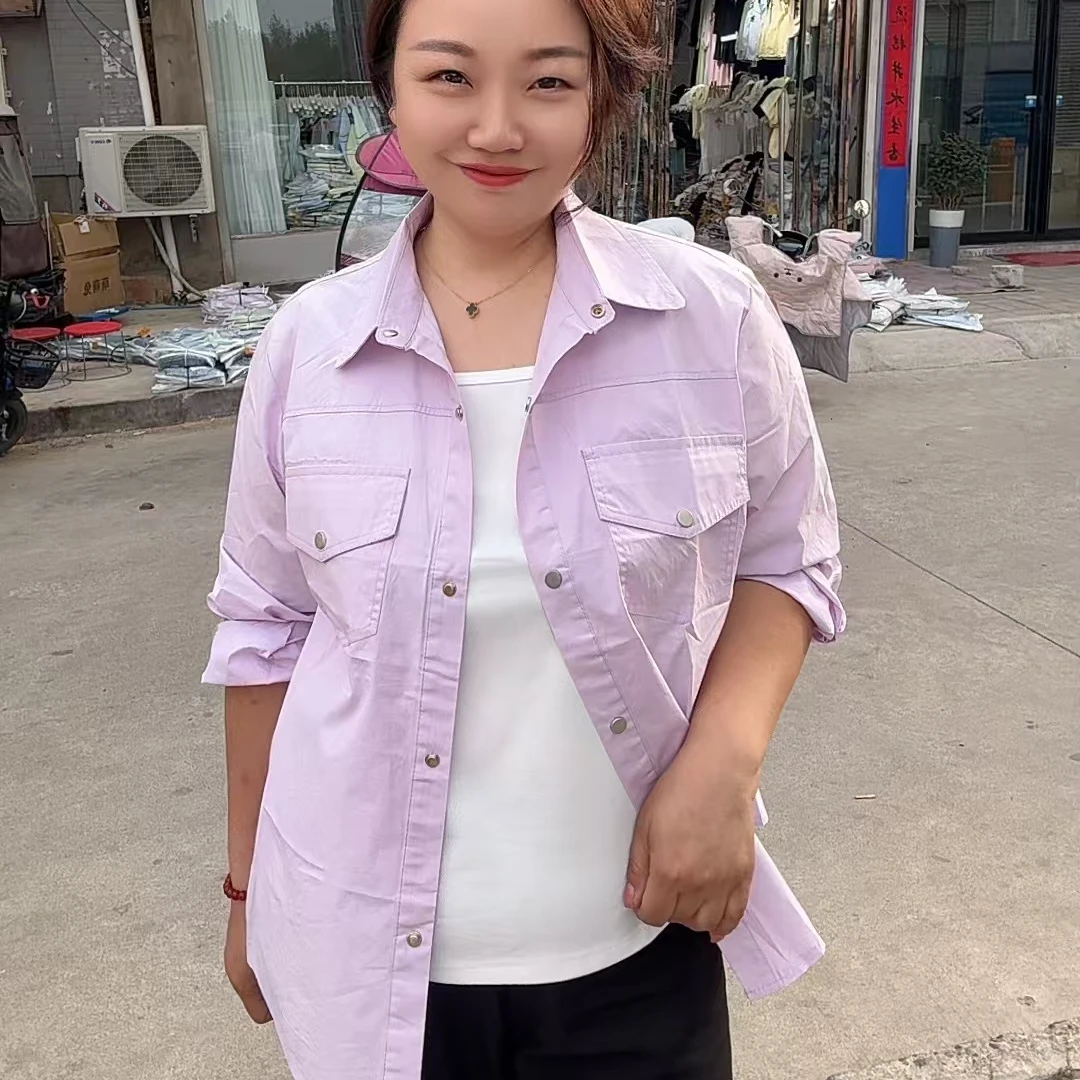 时尚气质糖果色衬衫女显瘦薄款外搭9018