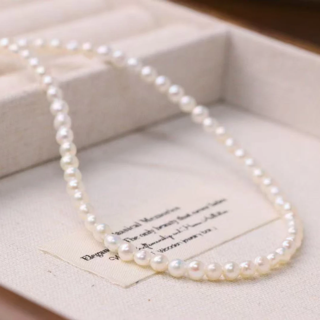 坠链均925银  e10典仑【4mm小米珠银项链】气质小米珠银项链颈链