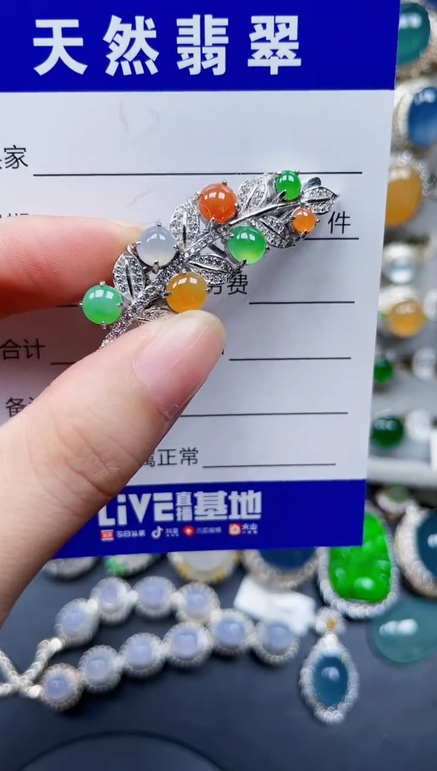 颈饰银S925镶嵌翡翠376