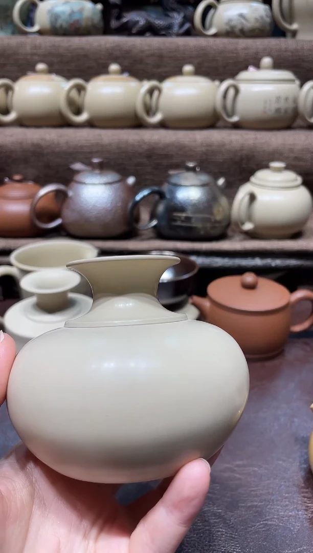 泥塑王宇白泥纯手工小花器