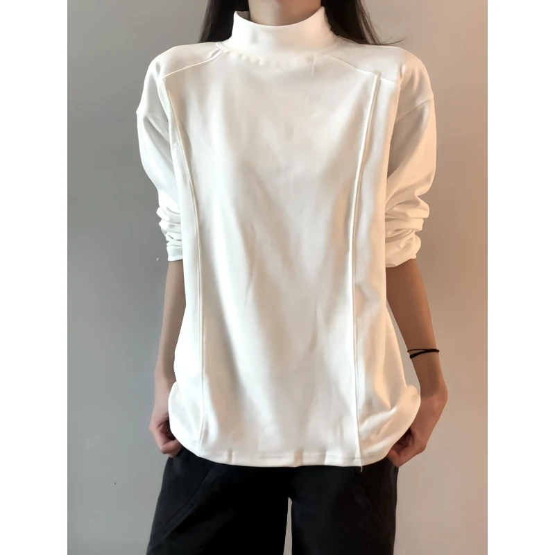 解构半高领德绒长袖T恤男款秋冬美式高级休闲加厚半暖内搭打底衫