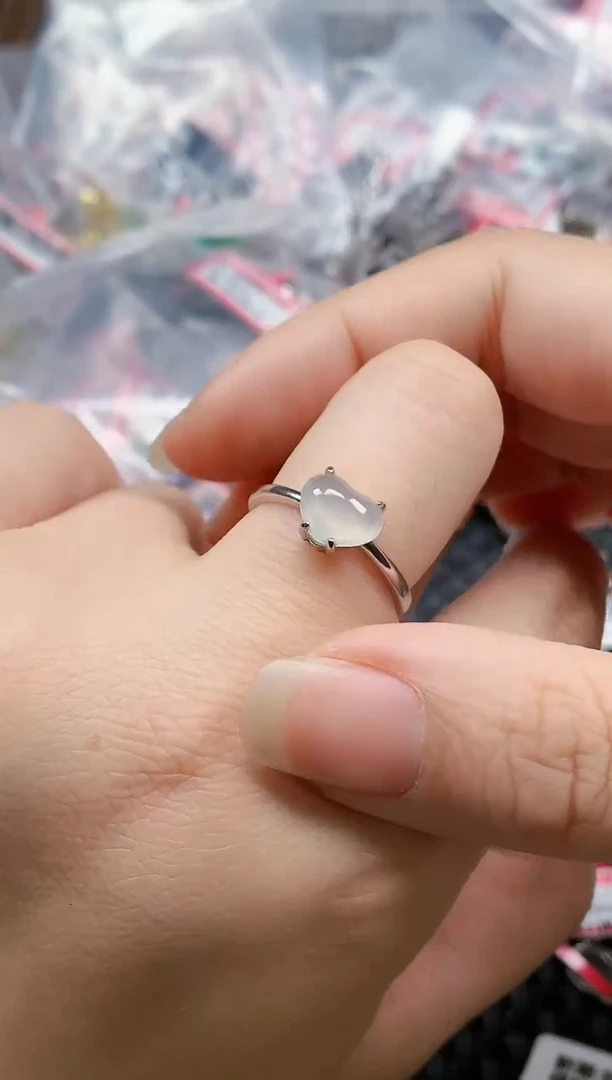 银S925镶嵌戒指翡翠天然A货缅甸翡翠