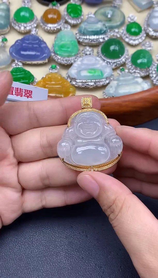 颈饰18K金镶嵌翡翠572-中国好珍宝