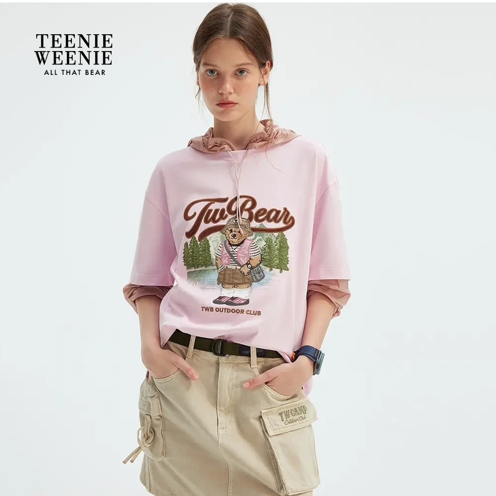 TeenieWeenie小熊T恤2025夏季新款重工刺绣圆领短袖女TTRA253702T