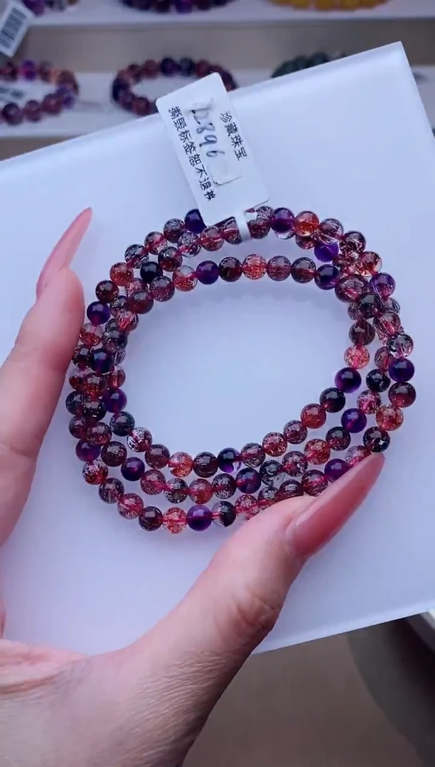 未镶嵌手链水晶黑加仑超七多圈5m+