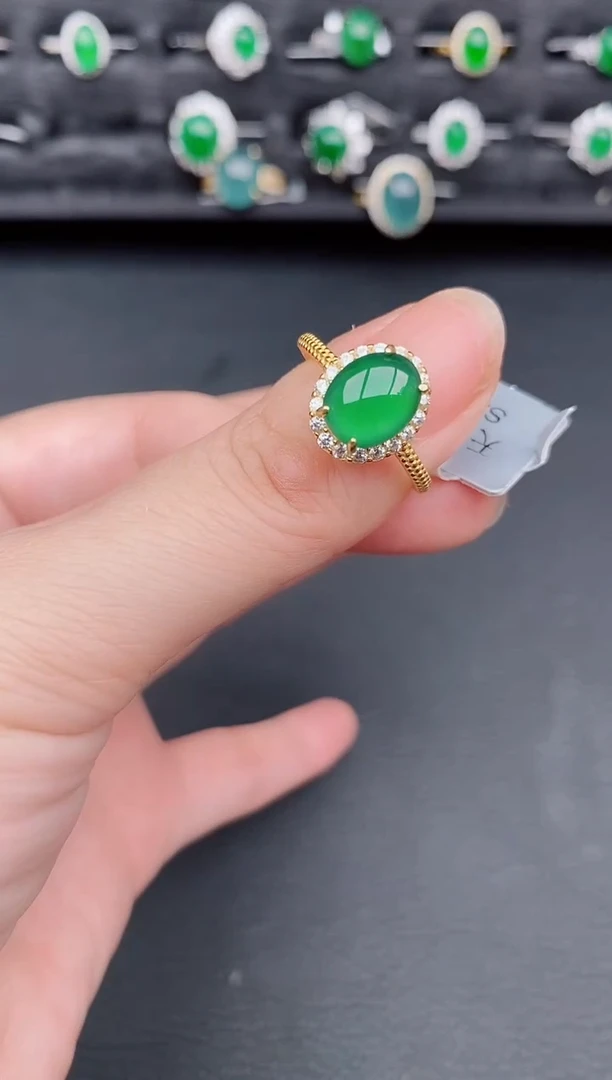 银S925镶嵌戒指翡翠天然a货翡翠51