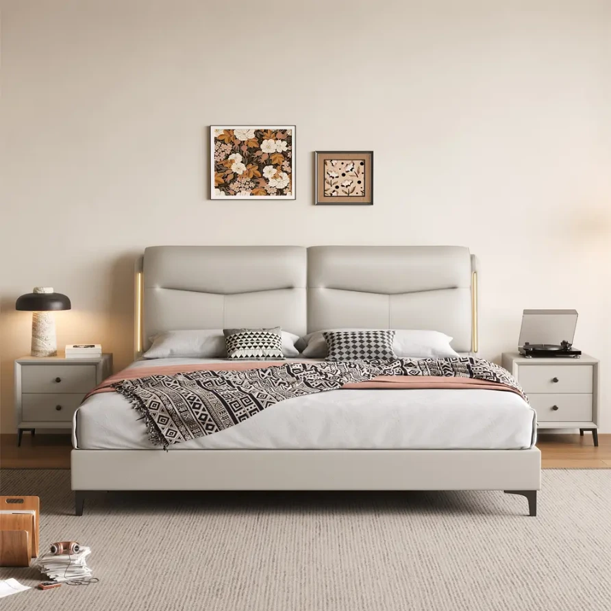 轻奢现代轻奢家用床1.8米双人主卧床婚床1.5米小户型气压储物床