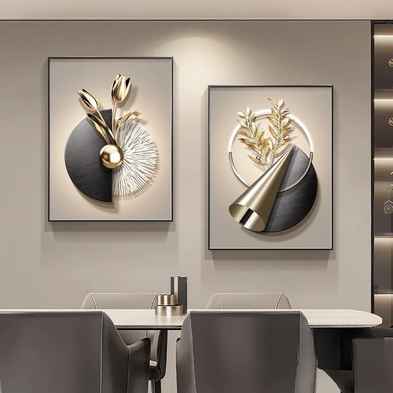 现代轻奢餐厅装饰画高档饭厅餐桌背景墙挂画2025新款高级感组合画