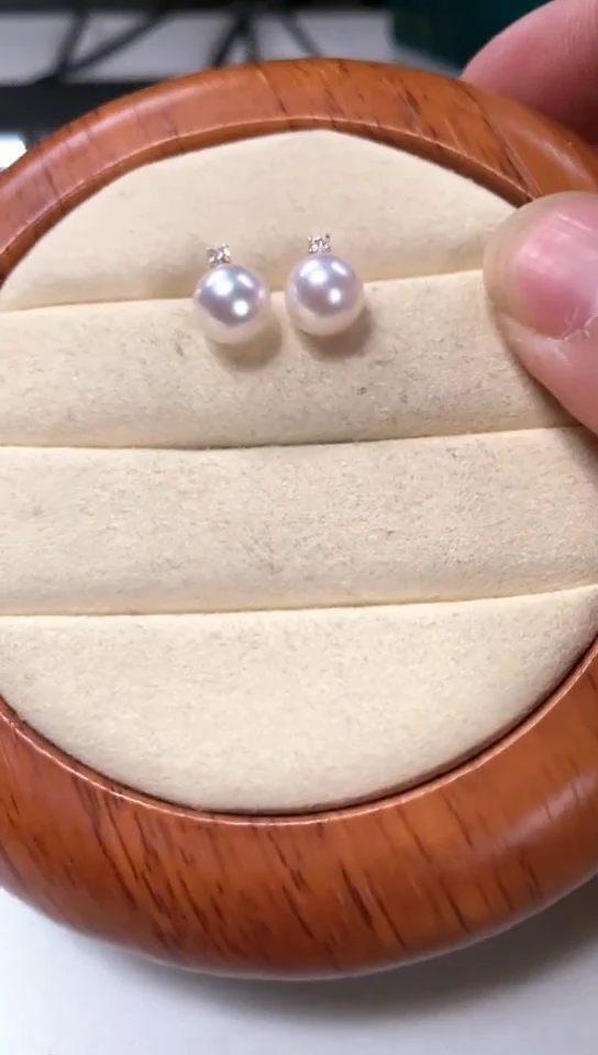 【闪购商品】海水珍珠耳钉18K金镶嵌王妃耳钉