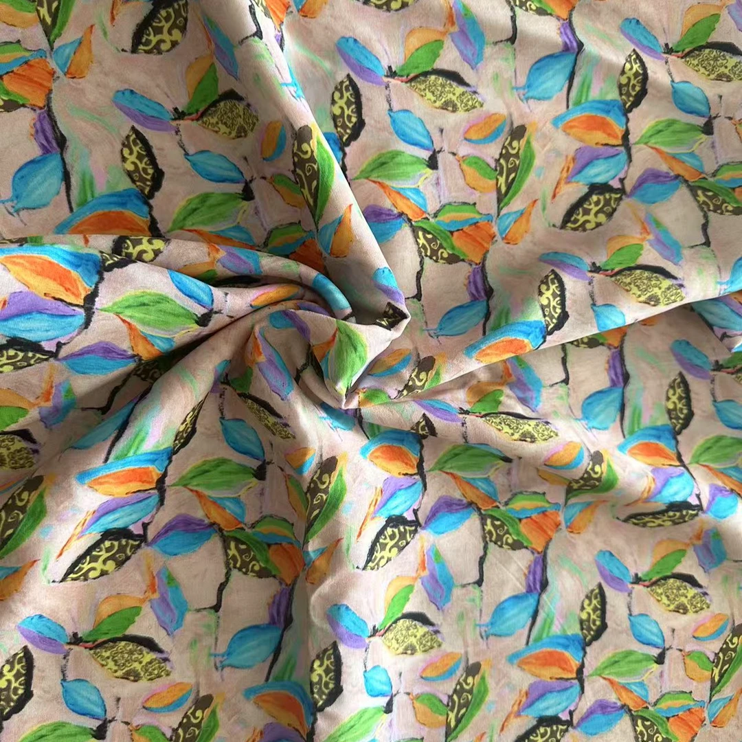 玉锦系.正品人造棉绵绸服装面料千叶花