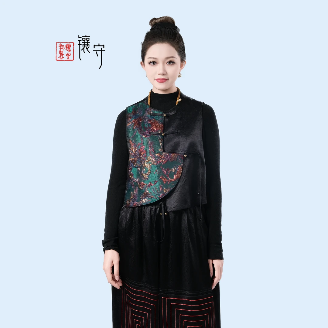【镶守·璀璨】流浪丹宁新中式时尚上档次品质女装中国风黑复古马甲
