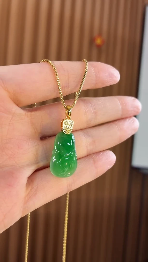 吊坠(不含链)18K金镶嵌翡翠吊坠