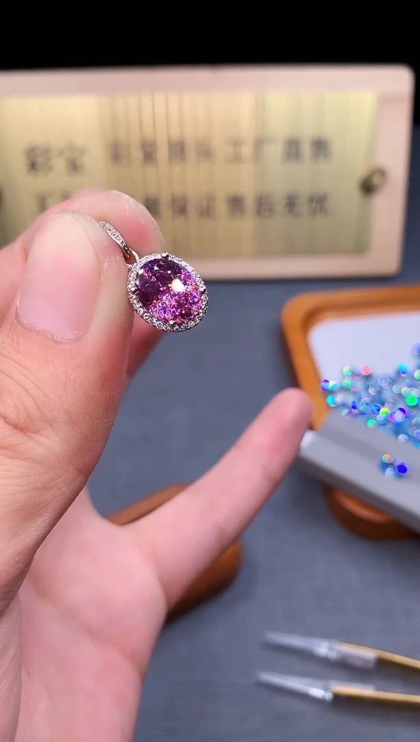 银S925镶嵌颈饰红色碧玺4532