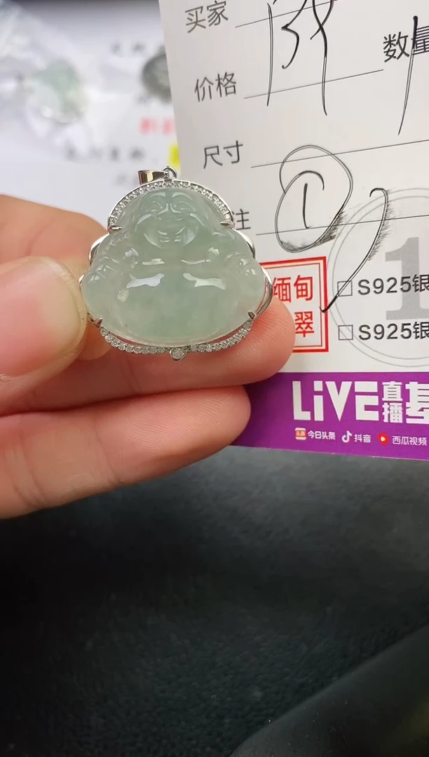 颈饰银S925镶嵌翡翠冬**来挂件