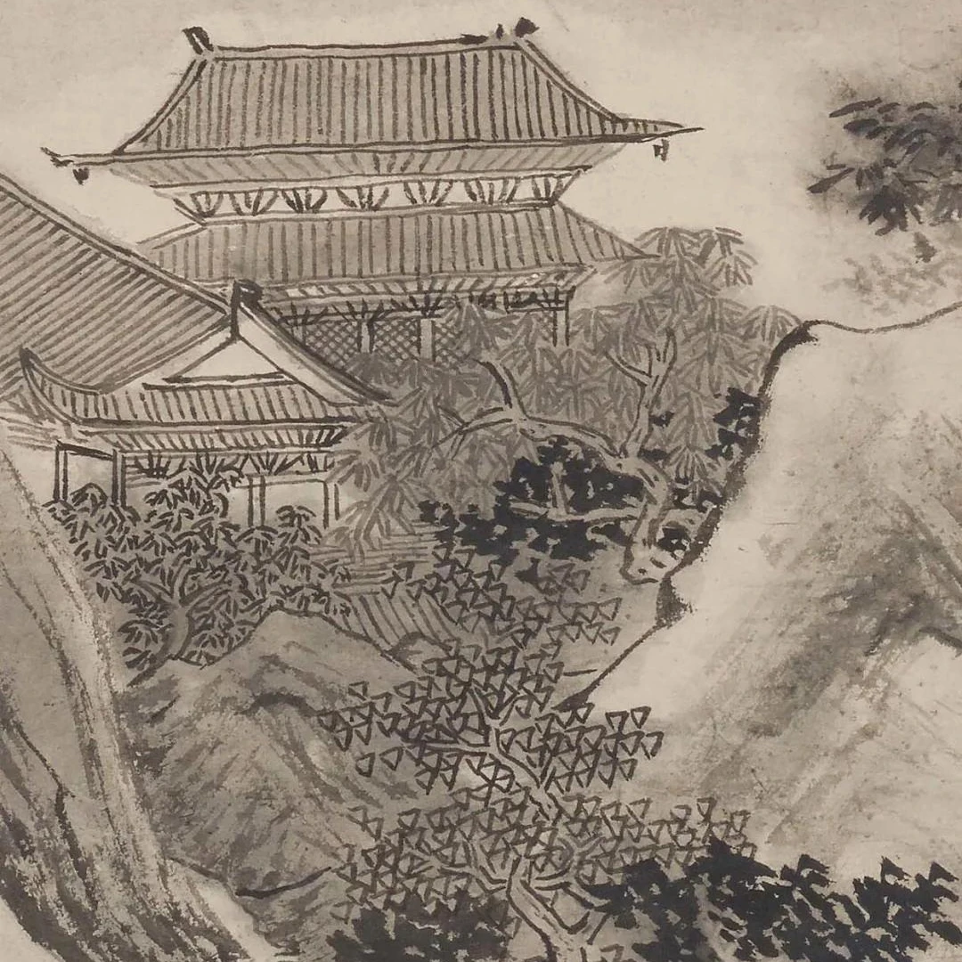 [高清复刻]明·唐寅·《乱山杂雾》馆藏级艺术微喷工艺装饰画