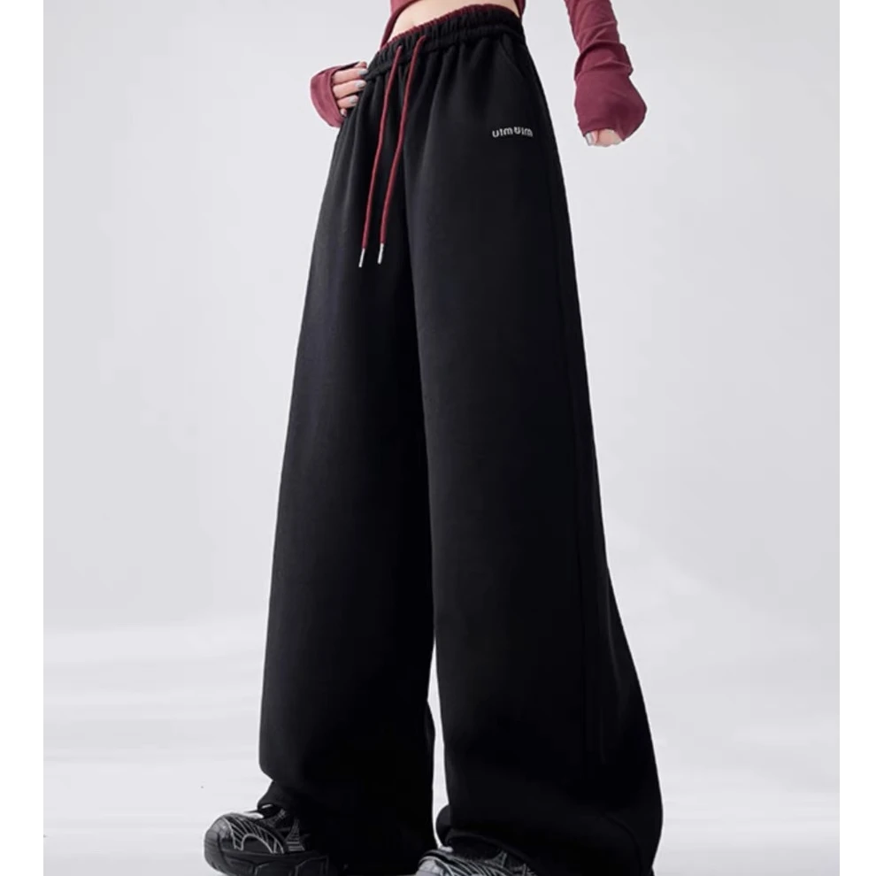 K2130秋冬时尚加厚撞色拼接香蕉裤直筒运动百搭卫裤/