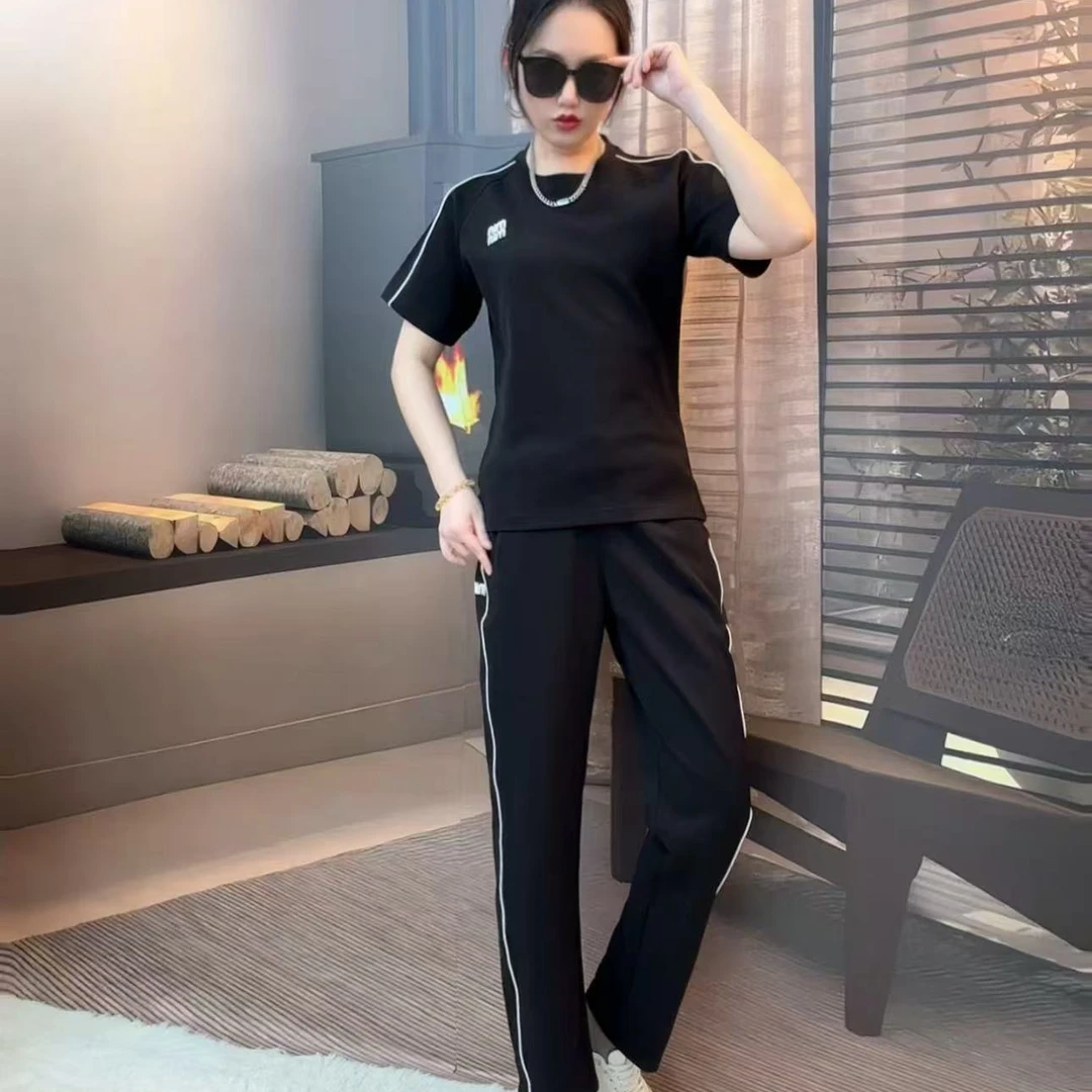 绅度男装撞色两件套冰丝面膜空气层棉莫代尔休闲运动套装痞帅