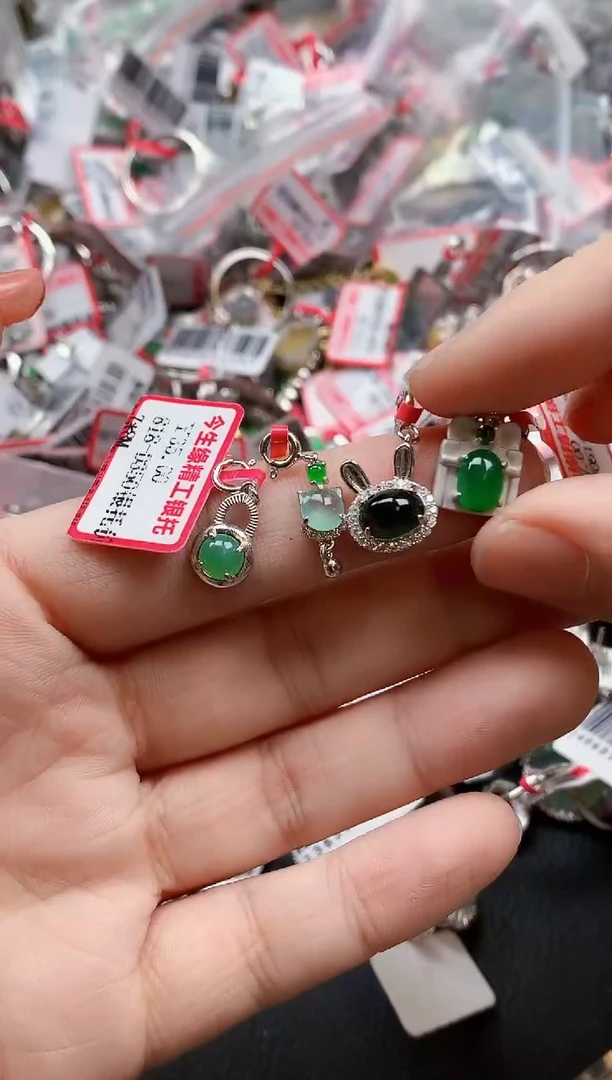 银S925镶嵌戒指翡翠天然A货缅甸翡翠