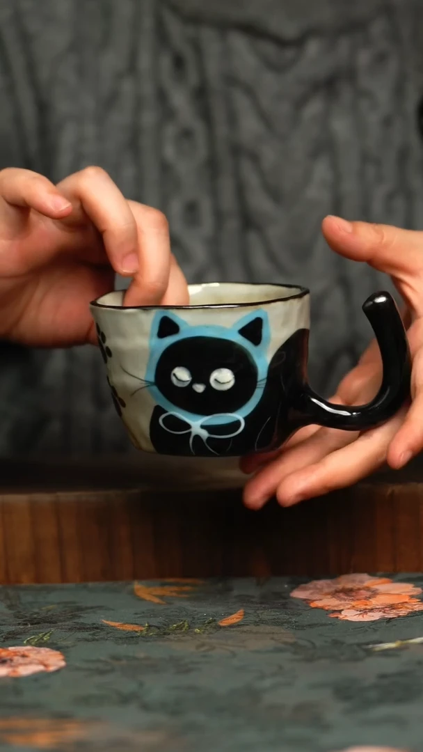 杯釉下彩手工手绘同款陶器