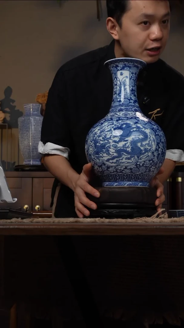 摆件WN问泥景德镇陶瓷花瓶摆件