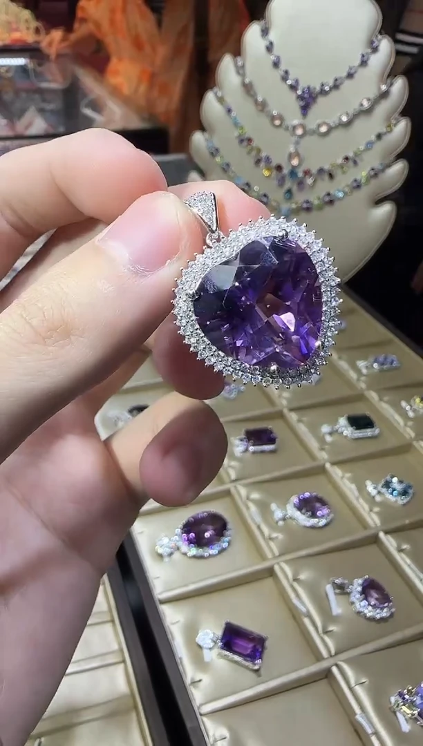 颈饰银S925镶嵌紫晶18mm帝王紫
