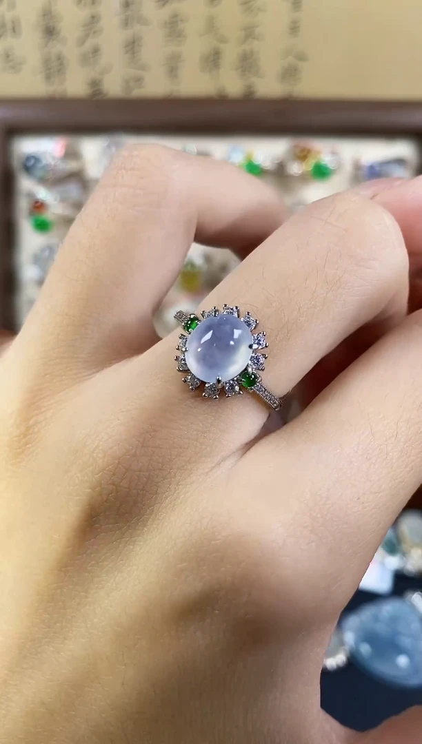 银S925镶嵌戒指翡翠 天然A货翡翠18