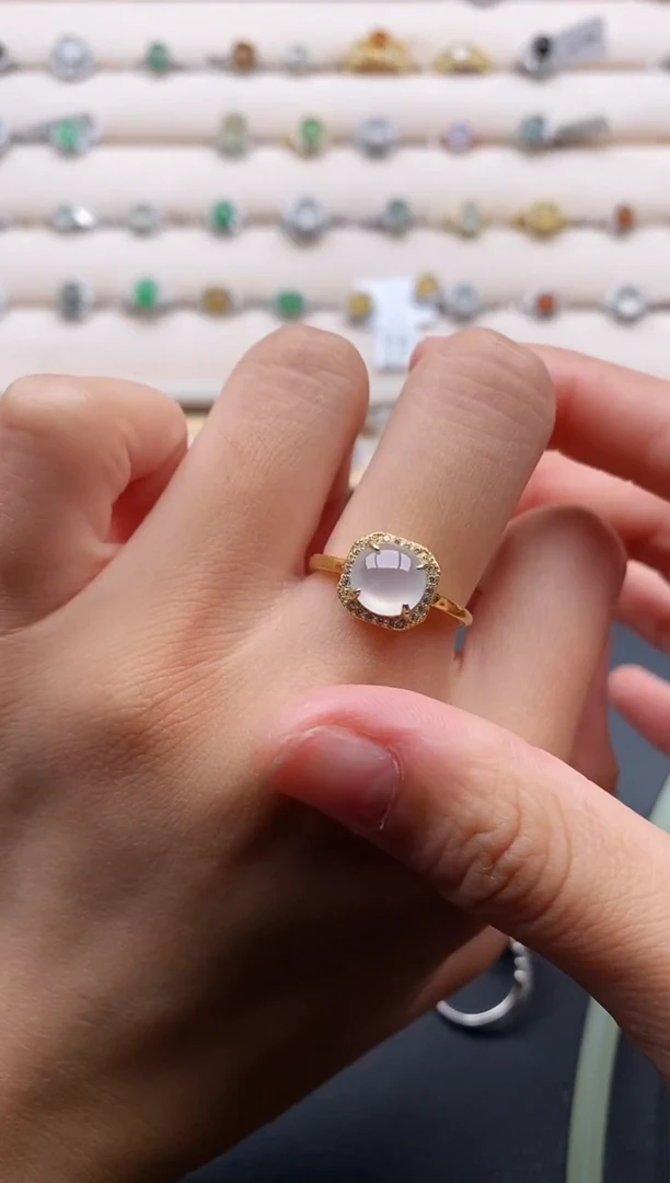 银S925镶嵌戒指翡翠222222+9