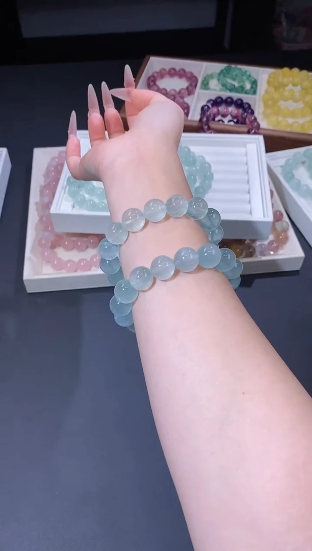 未镶嵌手链萤石1117.5拉丝绿萤石手串 多样性发其一