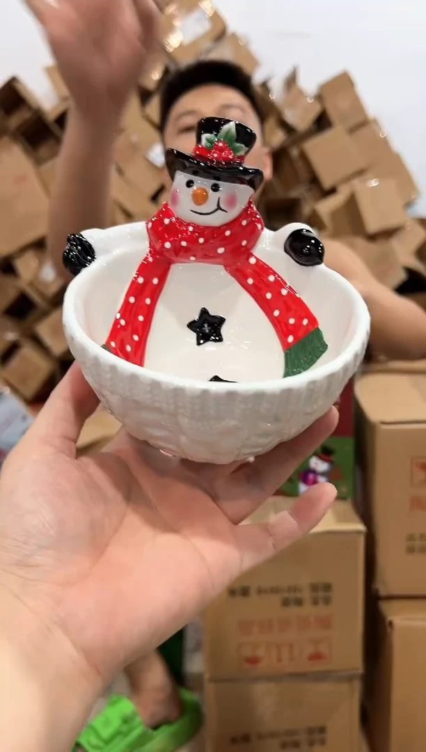 瓷片原盒雪人碗